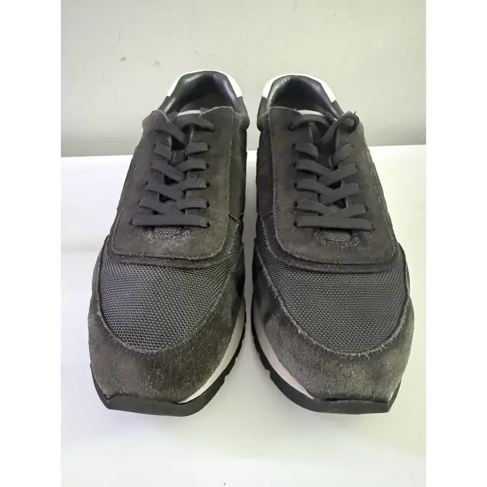 Tory Burch Women’s Sawtooth Logo Sneakers Black Suede Lace-Up Size 9